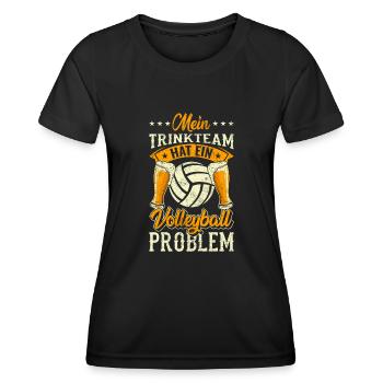 Beachvolleyball Volleyball Trinkteam - Frauen Funktions-T-Shirt - Schwarz - Vorne - AI Model Female 172 light (172cm)