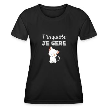 T inquiète Je Gère Humour chat kawaii femme - T-shirt sport Femme - noir - Devant - AI Model Female 172 light (172cm)
