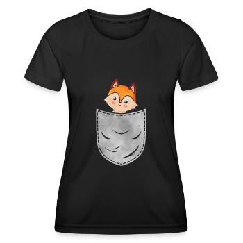 Pocket Fox Animal In Your Pocket Fox - Frauen Funktions-T-Shirt - Schwarz - Vorne - AI Model Female 172 light (172cm)