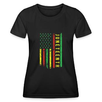Juneteenth dans un drapeau pour l’histoire des Noirs africains - T-shirt sport Femme - noir - Devant - AI Model Female 172 light (172cm)
