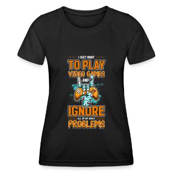 Nerd Online Computerspiel Geek - Frauen Funktions-T-Shirt - Schwarz - Vorne - AI Model Female 172 light (172cm)