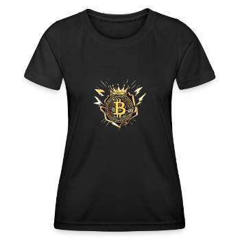 King Bitcoin with lightning bolts - Women's Functional T-Shirt - black - Front - AI Model Female 172 light (172cm)