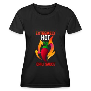 Spicy Hot Chili Sauce - Scharfe Chilischote - Frauen Funktions-T-Shirt - Schwarz - Vorne - AI Model Female 172 light (172cm)