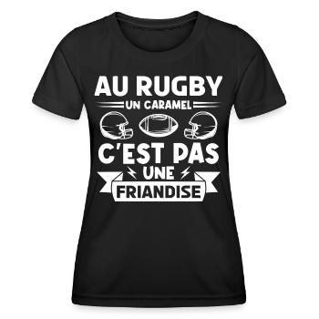 rugbyman. Cadeau fan de rugby. Au Rugby un caramel - T-shirt sport Femme - noir - Devant - AI Model Female 172 light (172cm)