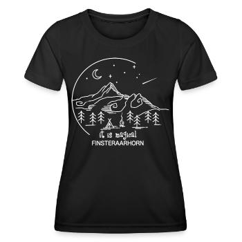 Finsteraarhorn Berner Oberland Wander Normalweg - Frauen Funktions-T-Shirt - Schwarz - Vorne - AI Model Female 172 light (172cm)