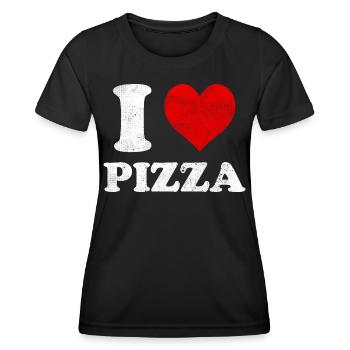 Ich liebe Pizza Herz Lustig Witzig Vintage - Frauen Funktions-T-Shirt - Schwarz - Vorne - AI Model Female 172 light (172cm)