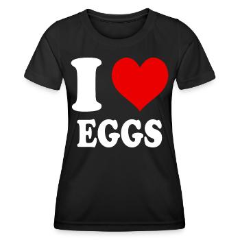 Ich liebe Eier Herz Eier Lustig Witzig - Frauen Funktions-T-Shirt - Schwarz - Vorne - AI Model Female 172 light (172cm)
