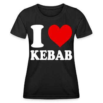 I Love Kebab Heart Funny Witty - Women's Functional T-Shirt - black - Front - AI Model Female 172 light (172cm)