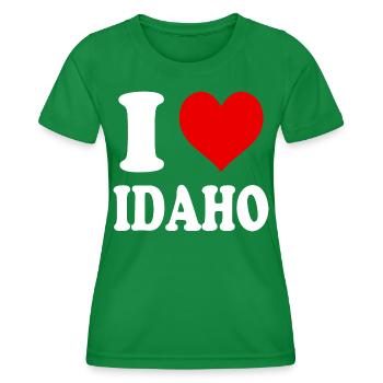 J’aime l’Idaho Coeur Drôle Spirituel - T-shirt sport Femme - vert - Devant - AI Model Female 172 dark (172cm)