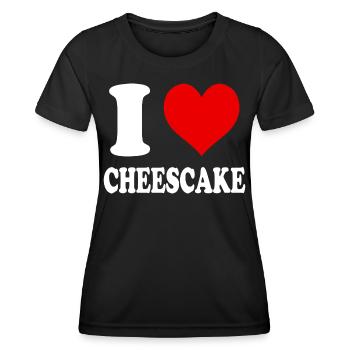 I Love Cheescake Heart Funny Witty - Women's Functional T-Shirt - black - Front - AI Model Female 172 light (172cm)