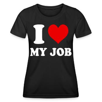 Ich liebe meinen Job, Herz, Lustig, Witzig - Frauen Funktions-T-Shirt - Schwarz - Vorne - AI Model Female 172 light (172cm)