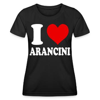 I Love Arancini Heart Funny Witty - Women's Functional T-Shirt - black - Front - AI Model Female 172 light (172cm)
