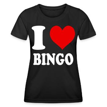I Love Bingo Heart Funny Witty - Women's Functional T-Shirt - black - Front - AI Model Female 172 light (172cm)