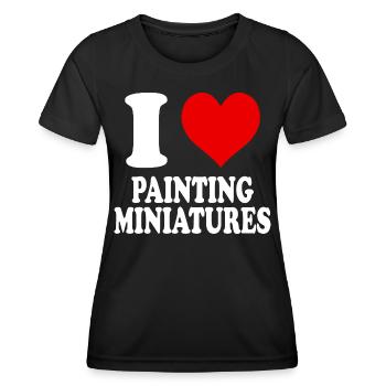 J’aime peindre des miniatures - T-shirt sport Femme - noir - Devant - AI Model Female 172 light (172cm)