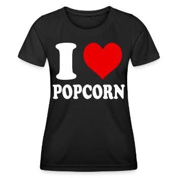 J’aime le pop-corn coeur drôle spirituel - T-shirt sport Femme - noir - Devant - AI Model Female 172 light (172cm)