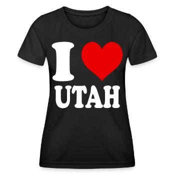 J’aime Utah Coeur Drôle Spirituel - T-shirt sport Femme - noir - Devant - AI Model Female 172 light (172cm)