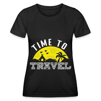 Travel, Travel, Vacation, Vacation, Traveling - Women's Functional T-Shirt - black - Front - AI Model Female 172 light (172cm)