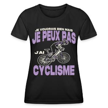 Je peux pas j'ai cyclisme. - T-shirt sport Femme - noir - Devant - AI Model Female 172 light (172cm)