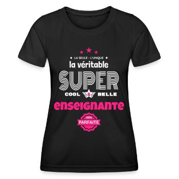 super enseignante 100% parfaite humour - T-shirt sport Femme - noir - Devant - AI Model Female 172 light (172cm)