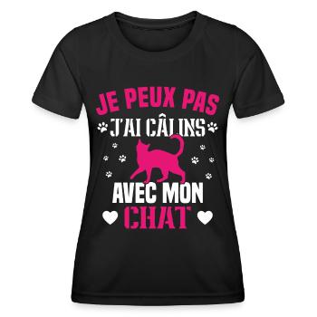 Ich kann nicht mit meiner Katze kuscheln Humor Katze - Frauen Funktions-T-Shirt - Schwarz - Vorne - AI Model Female 172 light (172cm)