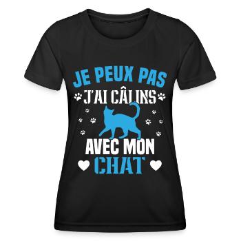 Ich kann nicht mit meiner Katze kuscheln Humor Katze - Frauen Funktions-T-Shirt - Schwarz - Vorne - AI Model Female 172 light (172cm)
