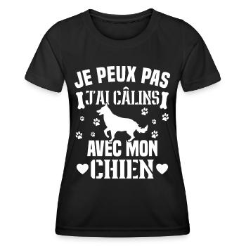 Ich kann nicht mit meinem Hund kuscheln - Frauen Funktions-T-Shirt - Schwarz - Vorne - AI Model Female 172 light (172cm)