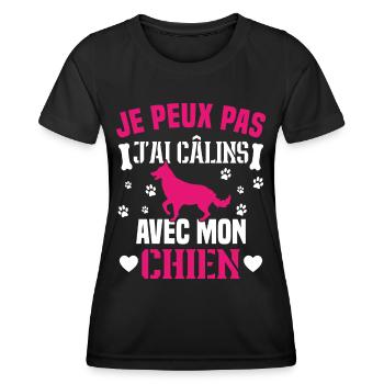Ich kann nicht mit meinem Hund kuscheln - Frauen Funktions-T-Shirt - Schwarz - Vorne - AI Model Female 172 light (172cm)