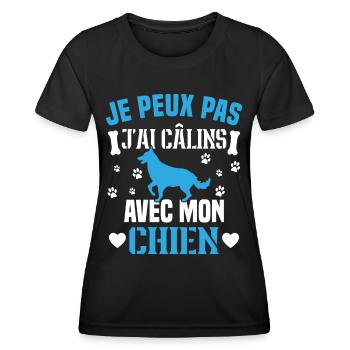 Ich kann nicht mit meinem Hund kuscheln - Frauen Funktions-T-Shirt - Schwarz - Vorne - AI Model Female 172 light (172cm)