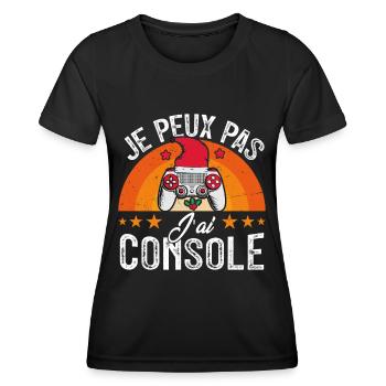 Je peux pas j ai console - T-shirt sport Femme - noir - Devant - AI Model Female 172 light (172cm)