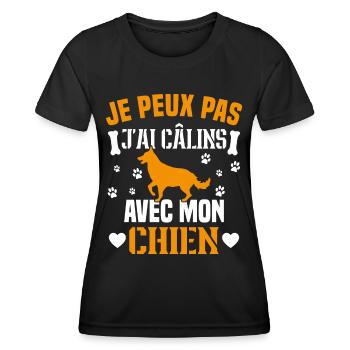 Ich kann nicht mit meinem Hund kuscheln - Frauen Funktions-T-Shirt - Schwarz - Vorne - AI Model Female 172 light (172cm)