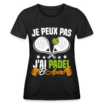 I can't I have padel and aperitif Padeliste Gift - Women's Functional T-Shirt - black - Front - AI Model Female 172 light (172cm)