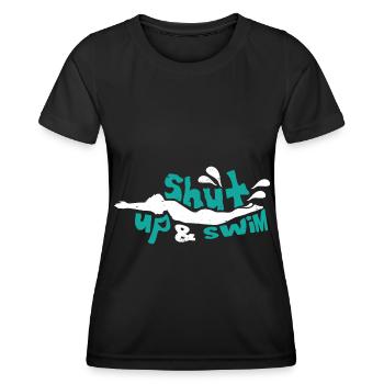Swimmers Swimming 50 meters track Breaststroke - Women's Functional T-Shirt - black - Front - AI Model Female 172 light (172cm)