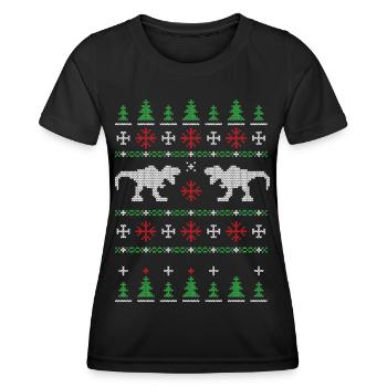Dinosaurier Dino TRex Tyrannosaurus Weihnachten - Frauen Funktions-T-Shirt - Schwarz - Vorne - AI Model Female 172 light (172cm)