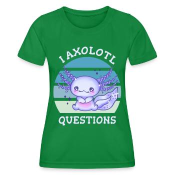 I axolotl questions - T-shirt sport Femme - vert - Devant - AI Model Female 172 dark (172cm)