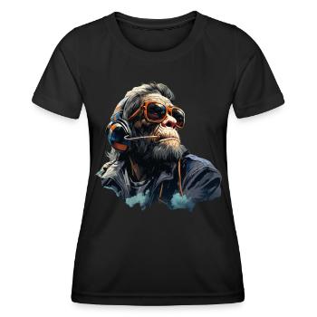 Gamer Chimp with headset - Women's Functional T-Shirt - black - Front - AI Model Female 172 light (172cm)
