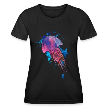 Qualle - Frauen Funktions-T-Shirt - Schwarz - Vorne - AI Model Female 172 light (172cm)