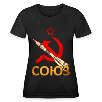 Fusée Soyouz Union soviétique - T-shirt sport Femme - noir - Devant - AI Model Female 172 light (172cm)