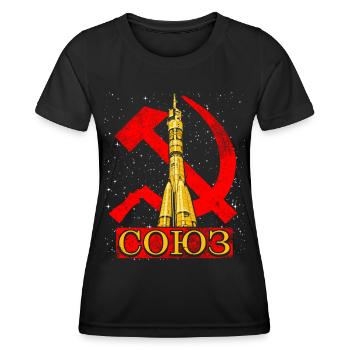 Fusée Soyouz Union soviétique - T-shirt sport Femme - noir - Devant - AI Model Female 172 light (172cm)