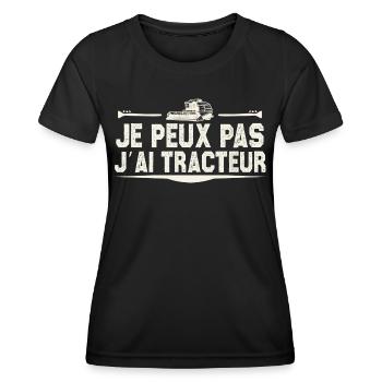 Je peux pas j'ai tracteur. Cadeau ferme - T-shirt sport Femme - noir - Devant - AI Model Female 172 light (172cm)