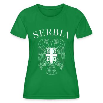 Drapeau des armoiries de l’aigle de Serbie - T-shirt sport Femme - vert - Devant - AI Model Female 172 dark (172cm)
