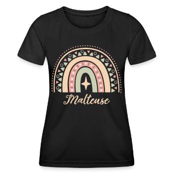 Cadeau Malteuse. Boho Rainbow malteuse. - T-shirt sport Femme - noir - Devant - AI Model Female 172 light (172cm)