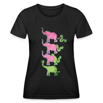 Drôle d’origine des dinosaures - T-shirt sport Femme - noir - Devant - AI Model Female 172 light (172cm)