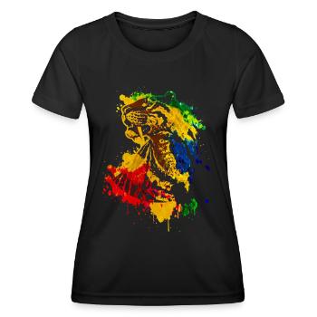Säbelzahntiger - Frauen Funktions-T-Shirt - Schwarz - Vorne - AI Model Female 172 light (172cm)