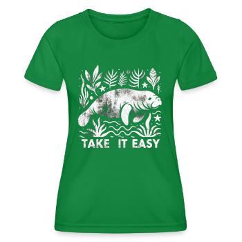 Manatee Manatee - Take it easy - Women's Functional T-Shirt - kelly green - Front - AI Model Female 172 dark (172cm)