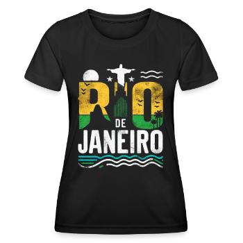 Rio de Janeiro, Brésil - T-shirt sport Femme - noir - Devant - AI Model Female 172 light (172cm)