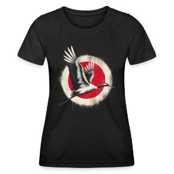 Drapeau de la grue japonaise - T-shirt sport Femme - noir - Devant - AI Model Female 172 light (172cm)