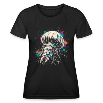 Qualle - Frauen Funktions-T-Shirt - Schwarz - Vorne - AI Model Female 172 light (172cm)