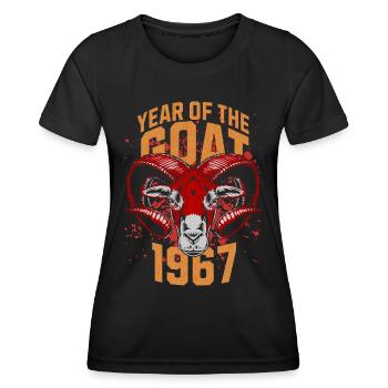 1967 - Année de la Chèvre - Astrologie Chinoise - T-shirt sport Femme - noir - Devant - AI Model Female 172 light (172cm)