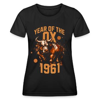 1961 - Year of the Ox - Chinese Zodiac - Women's Functional T-Shirt - black - Front - AI Model Female 172 light (172cm)