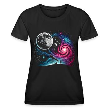 Télescope d’astronomie Espace - T-shirt sport Femme - noir - Devant - AI Model Female 172 light (172cm)
